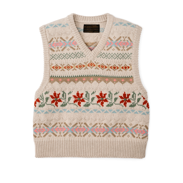 filson Women's Jacquard Cotton Vest Flower Jacquard