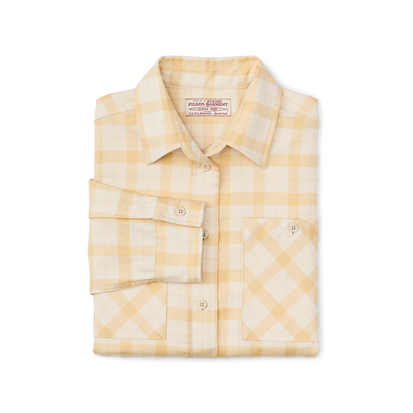 Filson Women's Light Weight Alaskan Guide Shirt Ivory / Straw Plaid