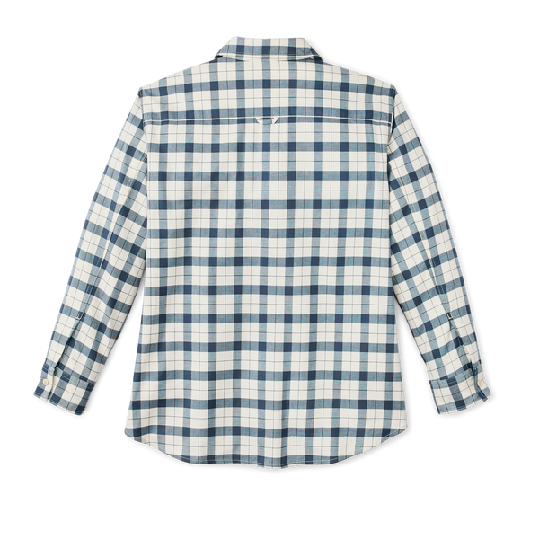 Filson Women's Light Weight Alaskan Guide Shirt Light Tan / Flag Blue Plaid