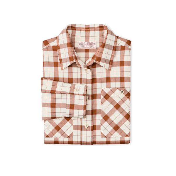 Filson Women's Light Weight Alaskan Guide Shirt Light Tan / Brown Plaid