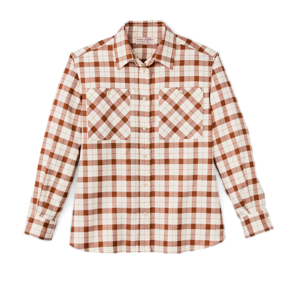 filson Women's Light Weight Alaskan Guide Shirt Light Tan / Brown Plaid