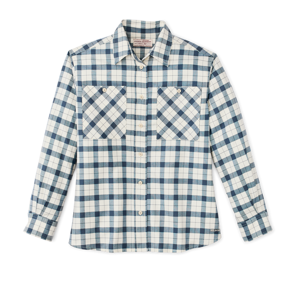 filson Women's Light Weight Alaskan Guide Shirt Light Tan / Flag Blue Plaid