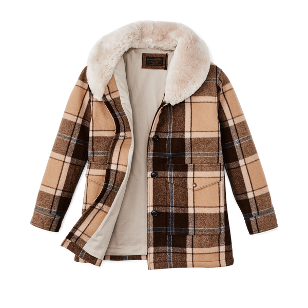 Filson Women's Lined Wool Packer Coat Cream / Brown / Multi Plaid
