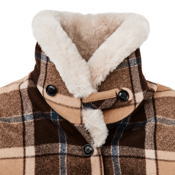 Filson Women's Lined Wool Packer Coat Cream / Brown / Multi Plaid