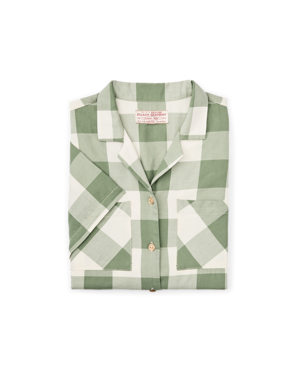 Filson Women's Short Sleeve Camp Shirt Hedge Green / White Plaid