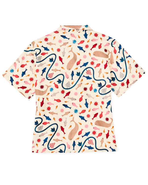 Filson Women's Short Sleeve Camp Shirt Natural / Whale Print
