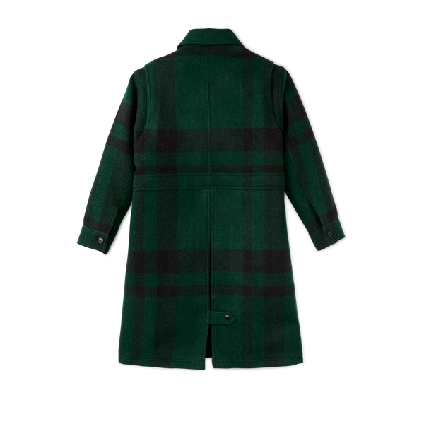 Filson Women's Wool Long Cruiser Coat Otter Green / Black Plaid