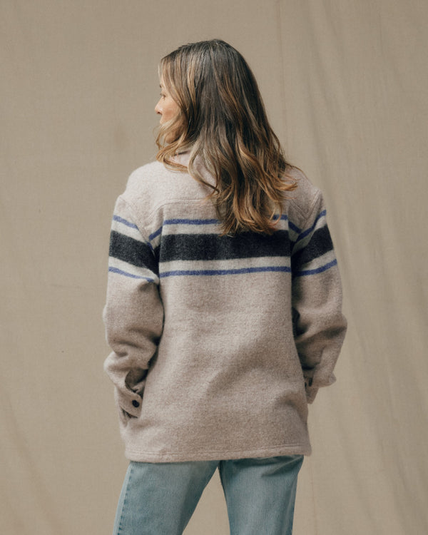 Filson Women's Wool Overshirt Gray / Black Blanket Stripe