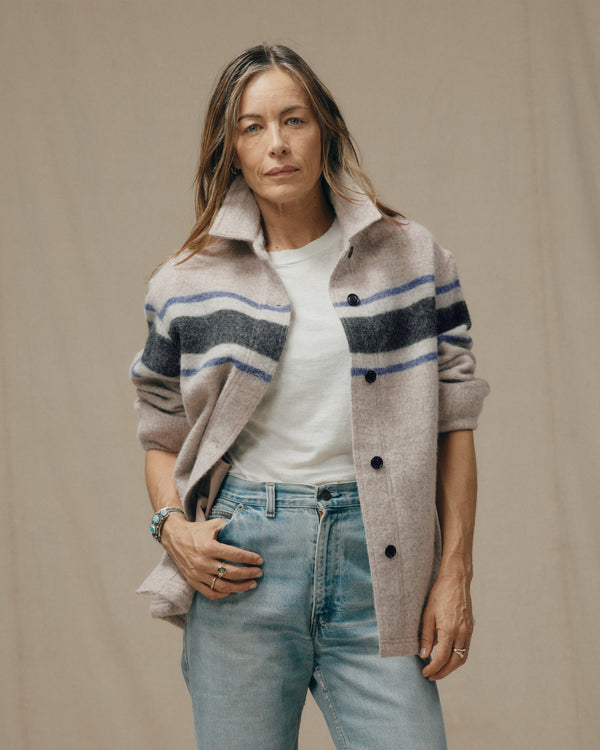 Filson Women's Wool Overshirt Gray / Black Blanket Stripe