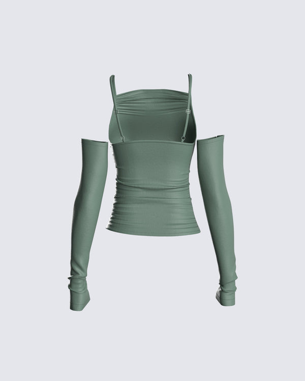 Finesse Eve Slinky Jersey Spaghetti Strap Top & Sleeves