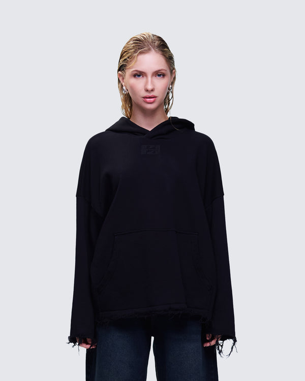Finesse Aaralyn Black Distressed Hoodie
