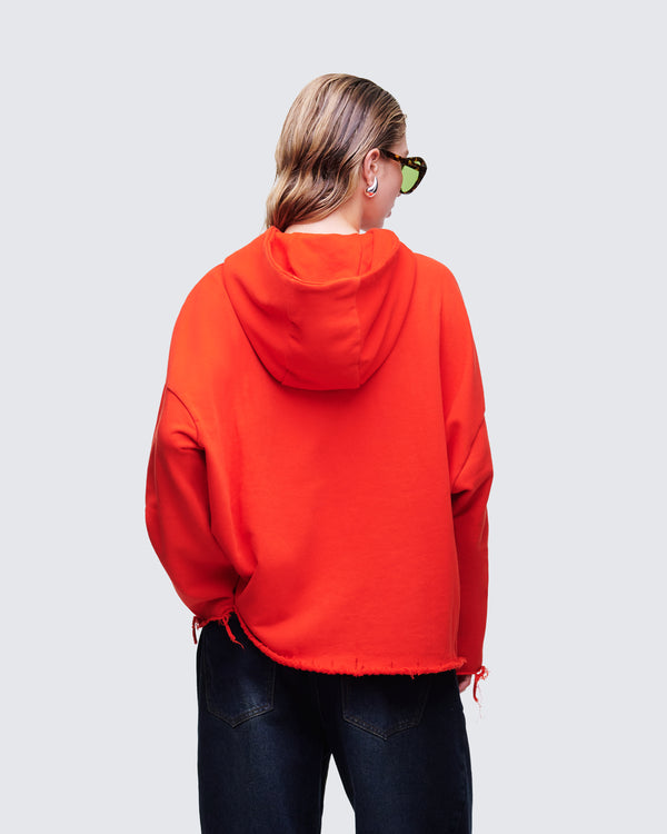Finesse Aaralyn Red Distressed Hoodie