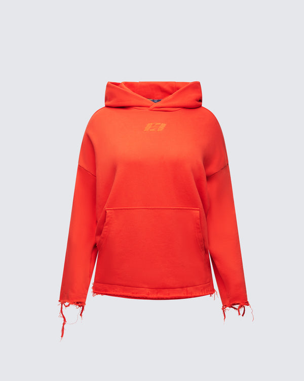 finesse Aaralyn Red Distressed Hoodie