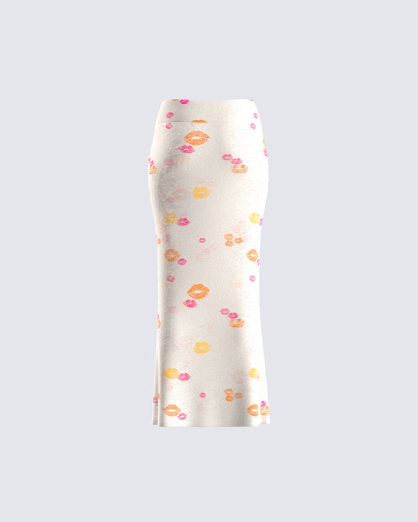 Finesse Aba Kiss Print Maxi Skirt