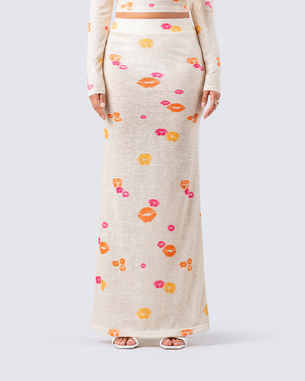 Finesse Aba Kiss Print Maxi Skirt