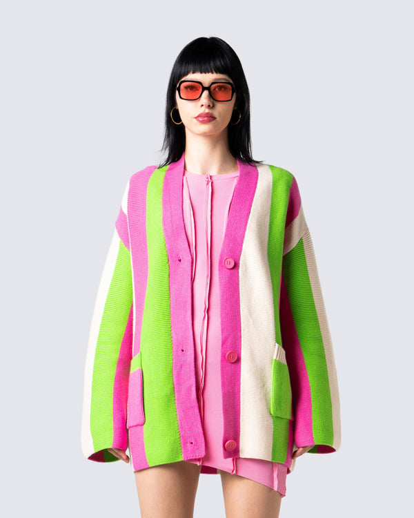 Finesse Abbie Multi Striped Cardigan