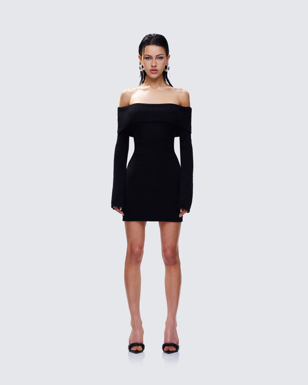 Finesse Abeni Black Sweater Mini Dress
