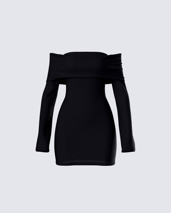 finesse Abeni Black Sweater Mini Dress