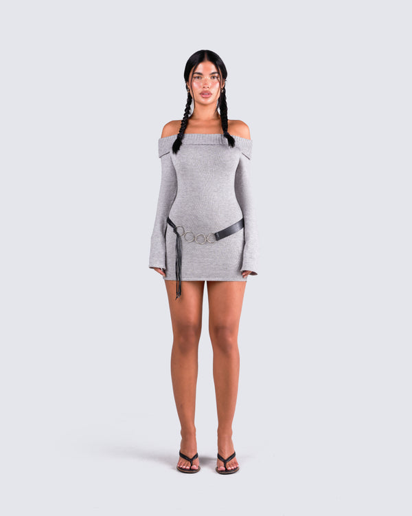 Finesse Abeni Grey Sweater Mini Dress