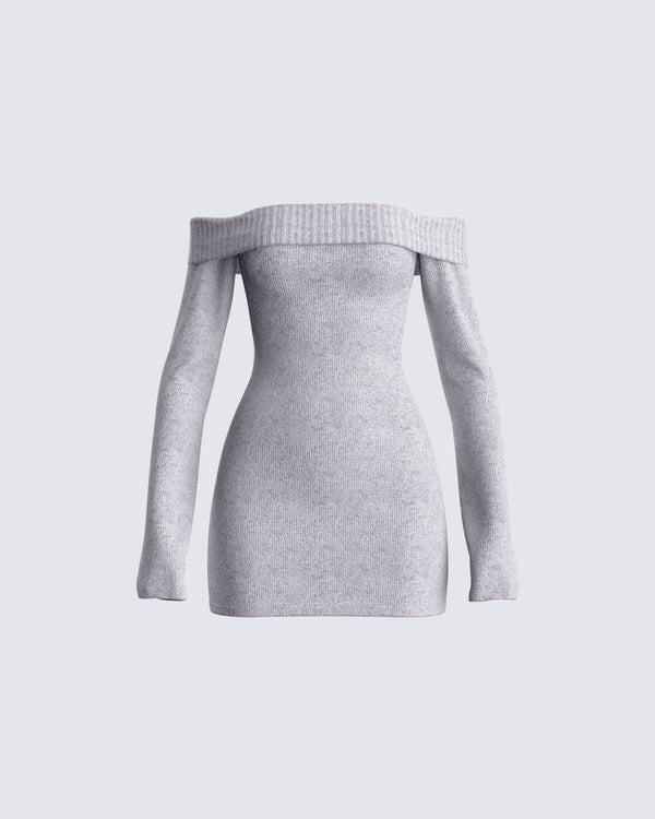 finesse Abeni Grey Sweater Mini Dress