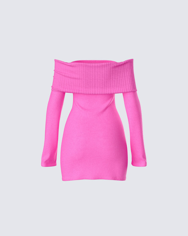 Finesse Abeni Pink Sweater Mini Dress
