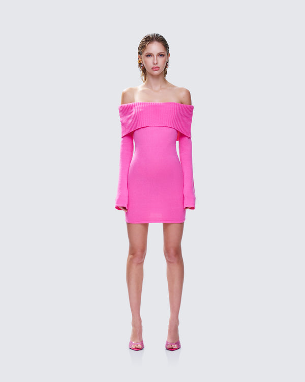 Finesse Abeni Pink Sweater Mini Dress