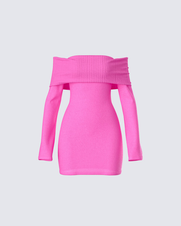 finesse Abeni Pink Sweater Mini Dress
