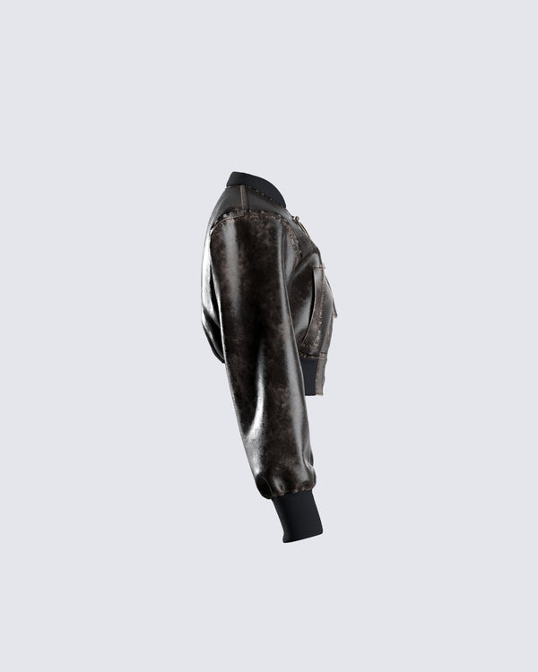 Finesse Ada Black Faux Leather Crop Jacket