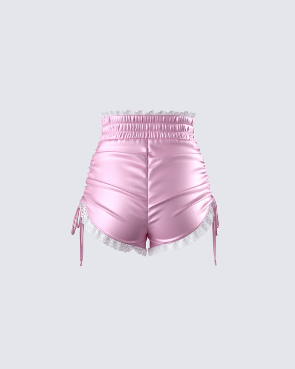 Finesse Adara Pink Ruched Mini Short