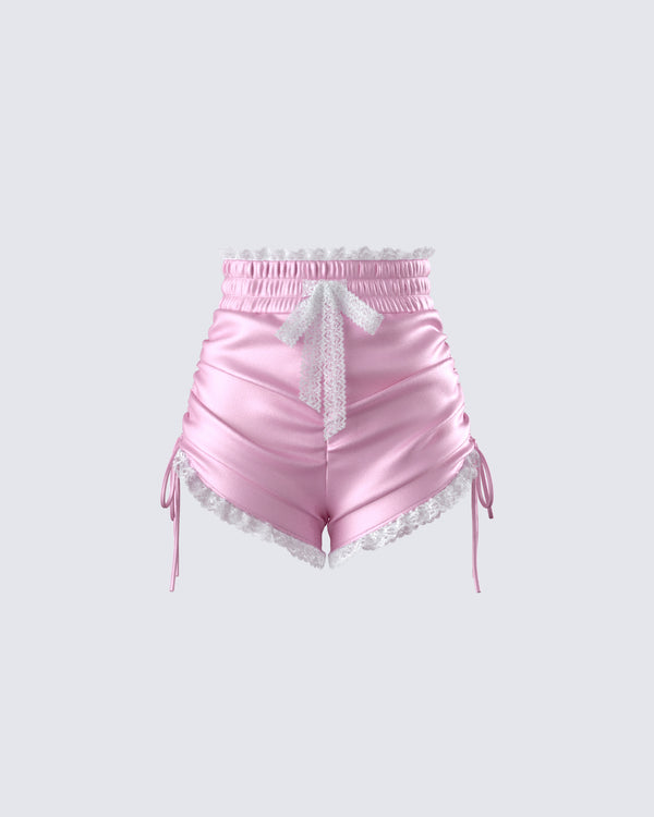 finesse Adara Pink Ruched Mini Short