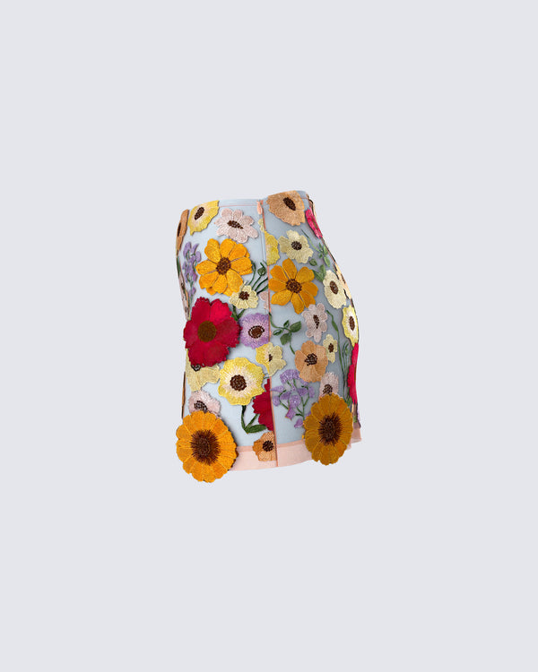 Finesse Addie Flower Mini Skirt