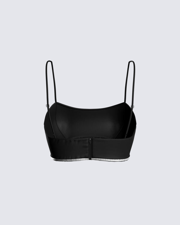 Finesse Addison Black Rhinestone Top