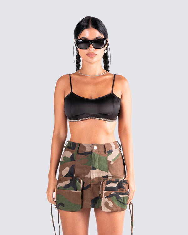 Finesse Addison Black Rhinestone Top