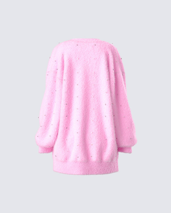 Finesse Adi Pink Fuzzy Knit Cardigan