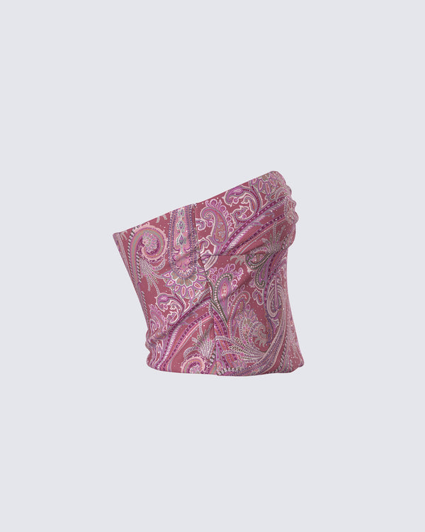 Finesse Adley Paisley Mesh Tube Top