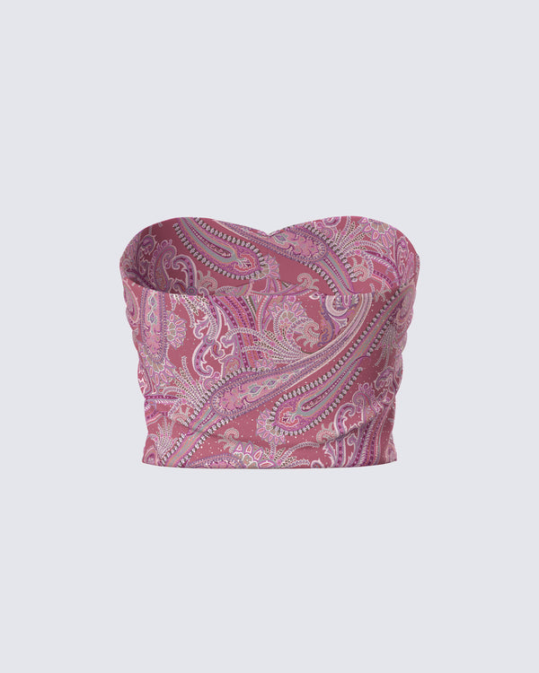 Finesse Adley Paisley Mesh Tube Top