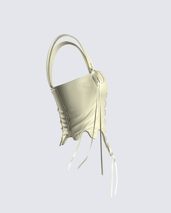 Finesse Adriana Green Lace Up Corset Top