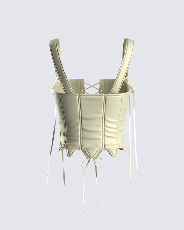 Finesse Adriana Green Lace Up Corset Top