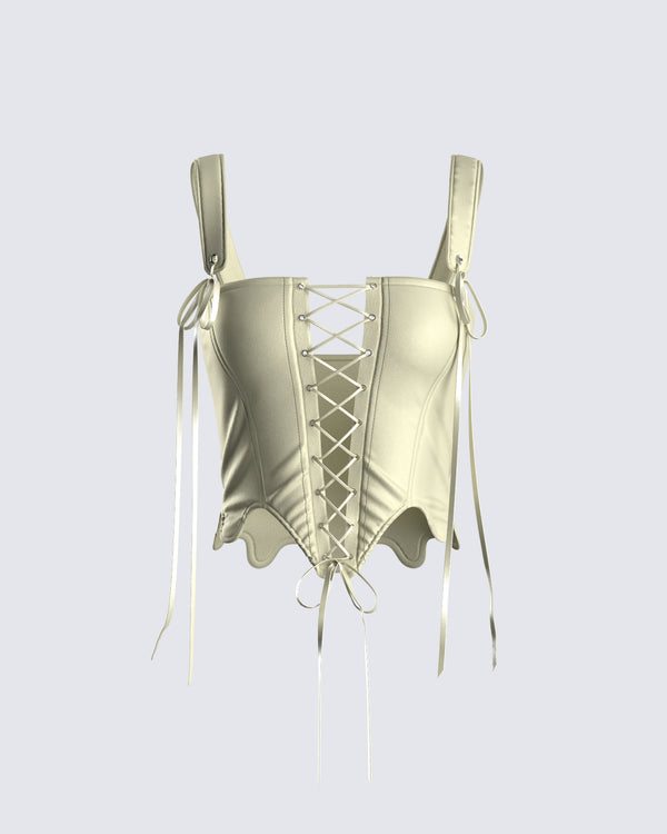 finesse Adriana Green Lace Up Corset Top