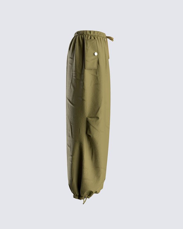 Finesse Adriana Green Parachute Pant