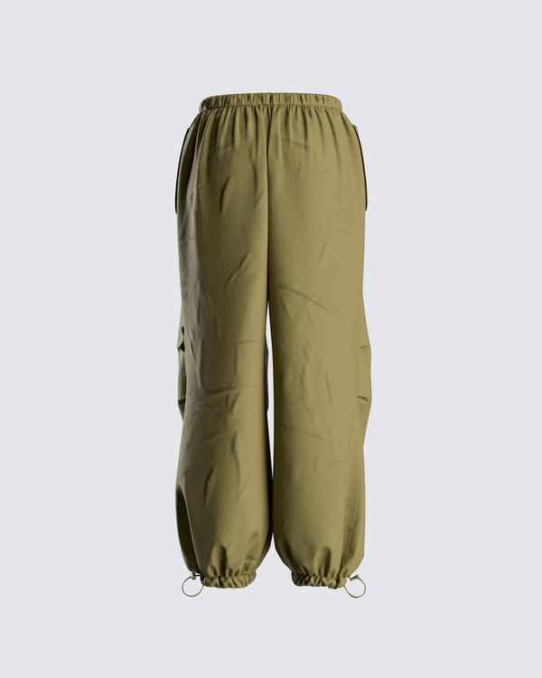 Finesse Adriana Green Parachute Pant