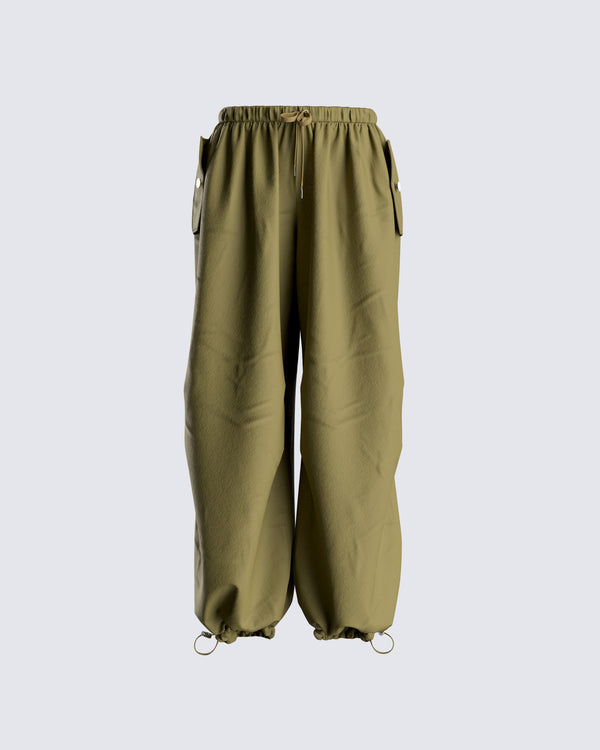 finesse Adriana Green Parachute Pant