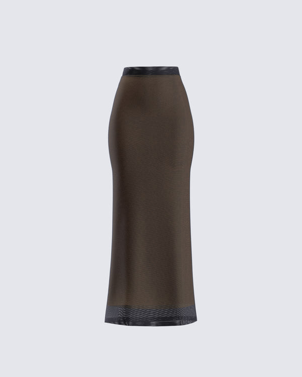finesse Aela Black Mesh Maxi Skirt