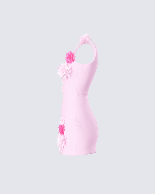 Finesse Aisling Pink Rosette Mini Dress