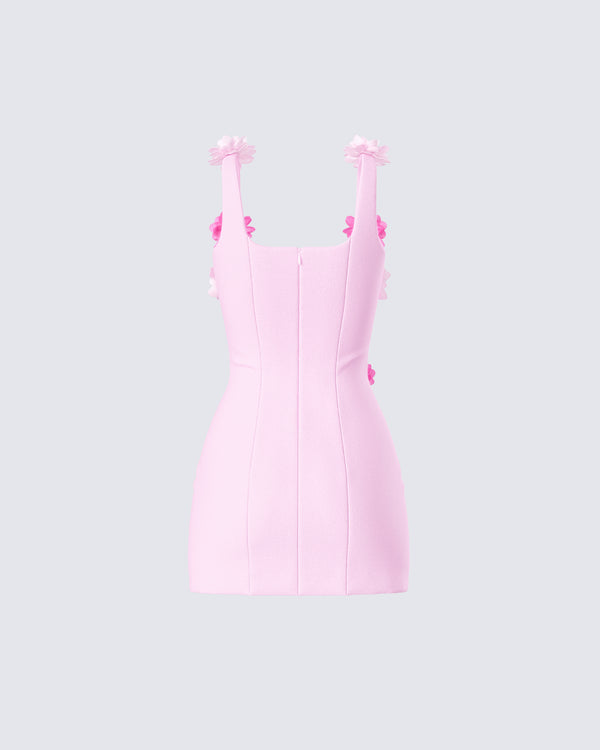 Finesse Aisling Pink Rosette Mini Dress