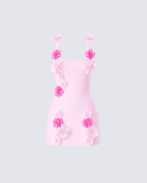 finesse Aisling Pink Rosette Mini Dress