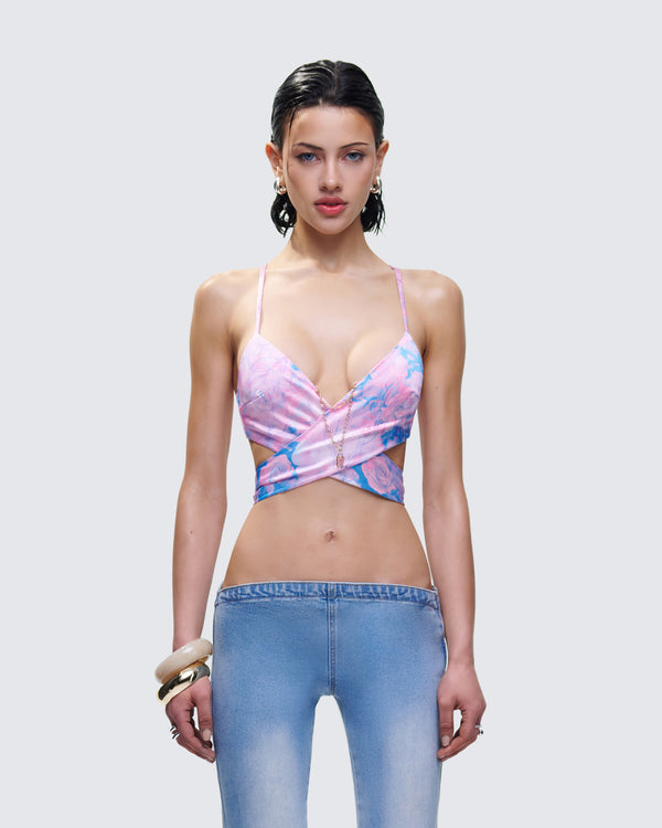 Finesse Aiyana Multi Floral Print Wrap Top