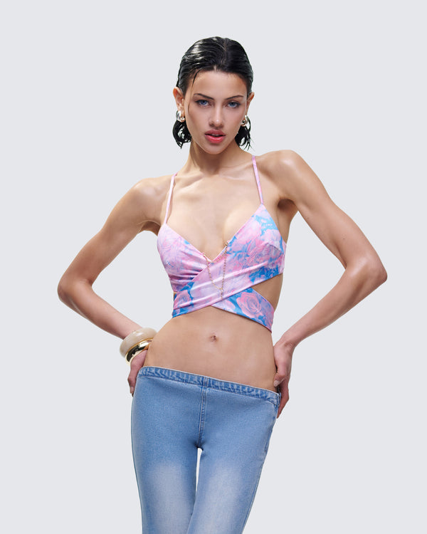 Finesse Aiyana Multi Floral Print Wrap Top