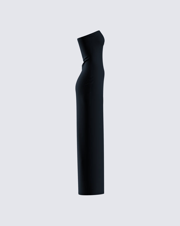 Finesse Akari Black Jersey Tube Maxi Dress