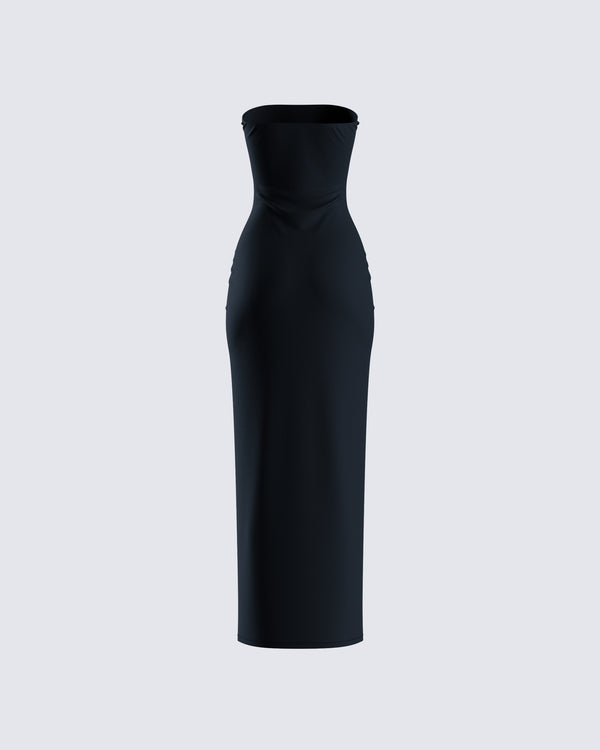 Finesse Akari Black Jersey Tube Maxi Dress